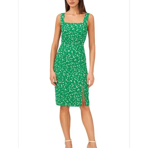 Halogen Dresses & Skirts - NWT Halogen Floral Square Neck Dress Jolly Green